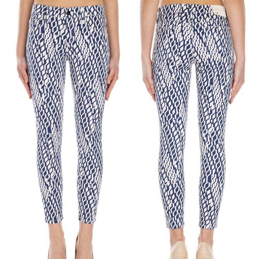 Joe's Jeans THE HIGH WATER JEANS Lyocell Cotton Navy White Women's 27